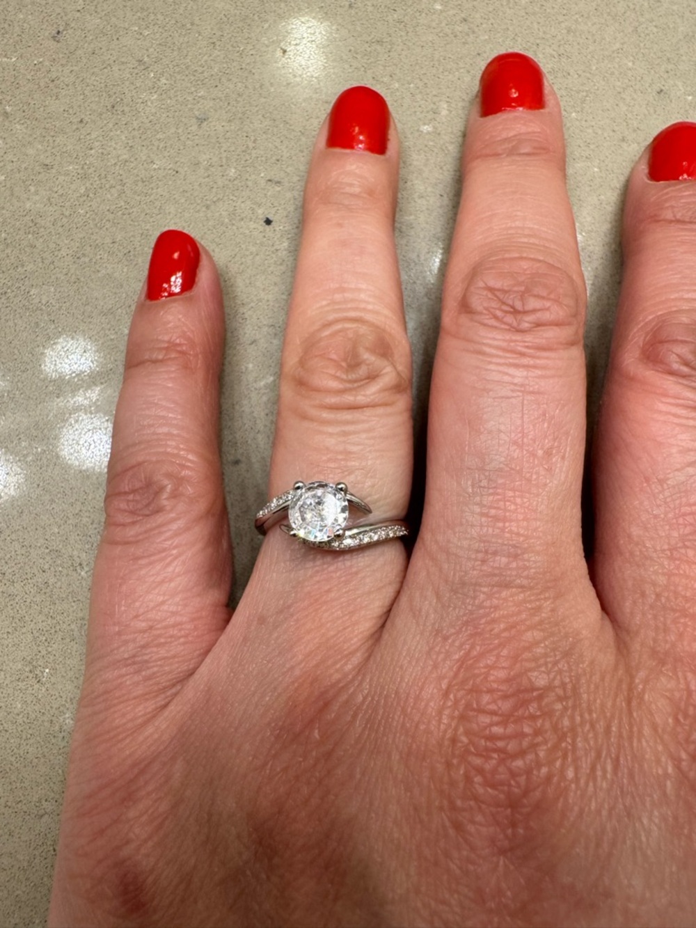 Sterling Silver Round Halo Engagement Ring - White